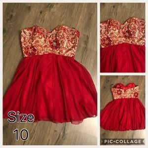 Alyce Paris red and nude cocktail dress